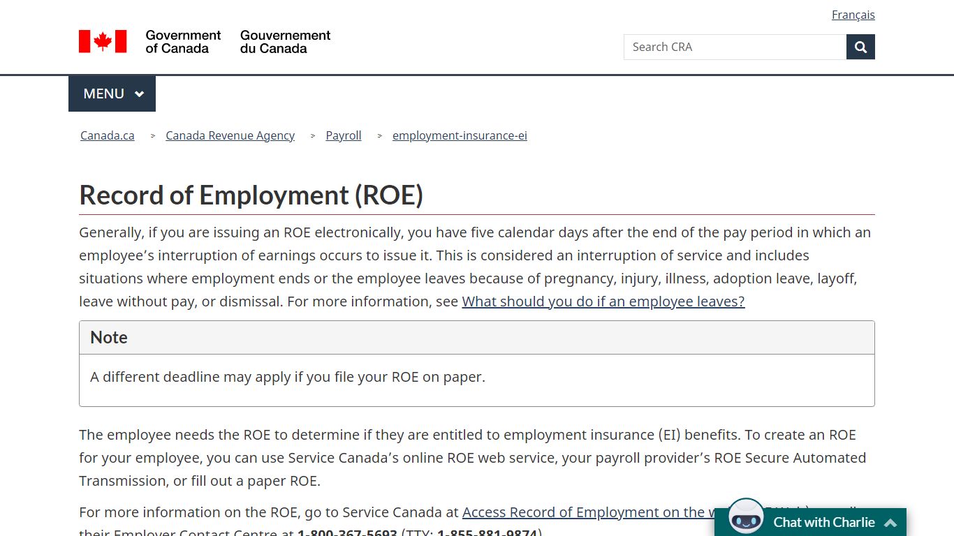 Record of Employment (ROE) - Canada.ca